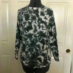 ana criss cross gray white tie-dye pullover women xs